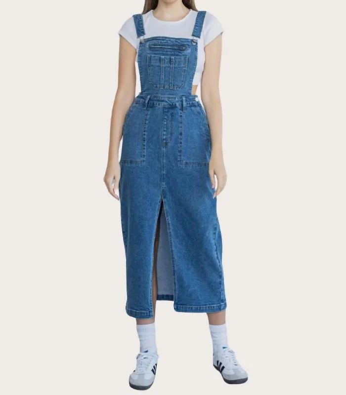 Dungaree Overall Skirt In Blue