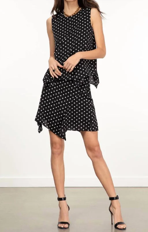 Laura Small Dot Printed Skirt In Black/white