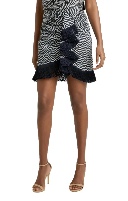 Lesly Zebra Skirt In Ivory/ Navy