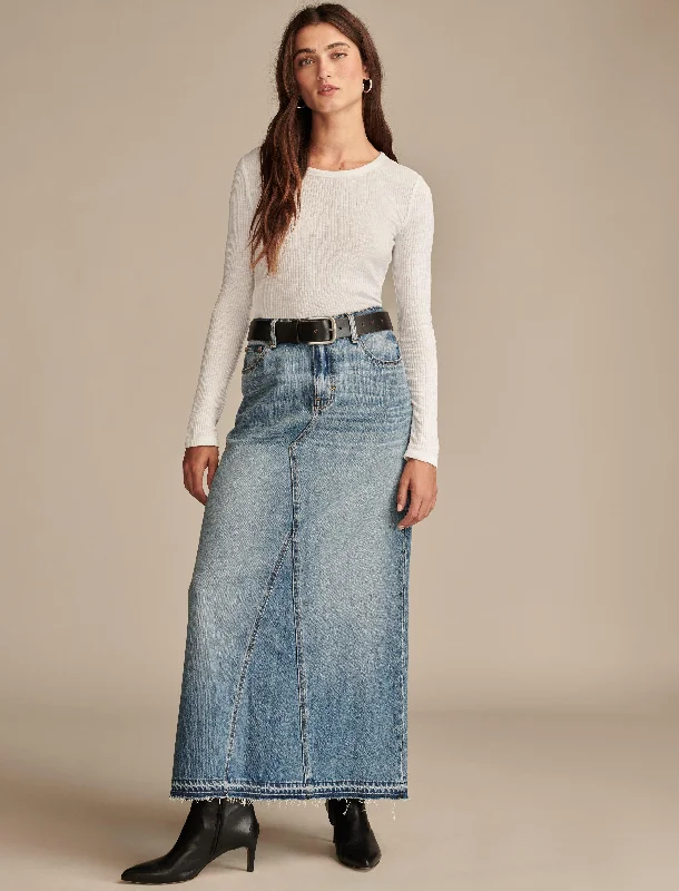 Lucky Brand Women's Denim Maxi Skirt