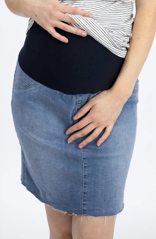 Maternity Over-The-Bump Skirt In Denim