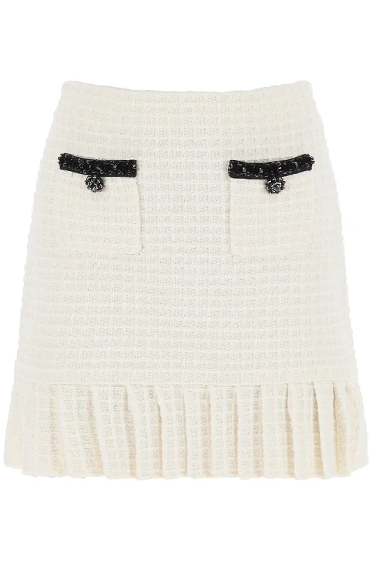 Self Portrait Women's Knitted Mini Skirt With Sequins