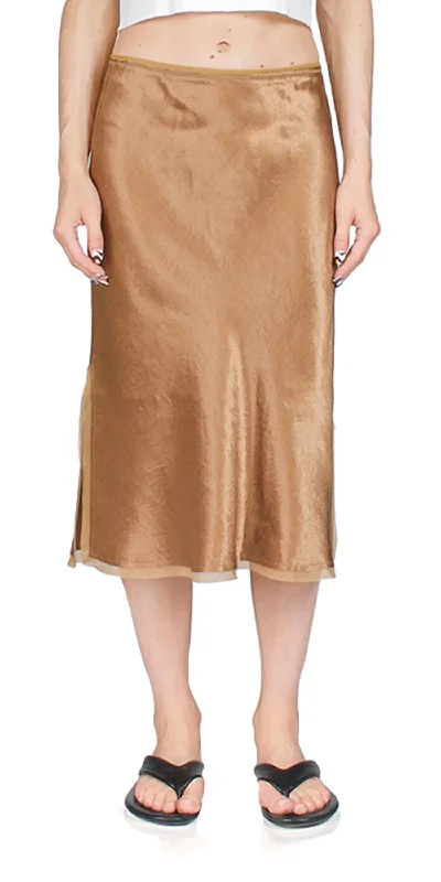 Silk Chiffon-Trimmed Slip Skirt In Nile