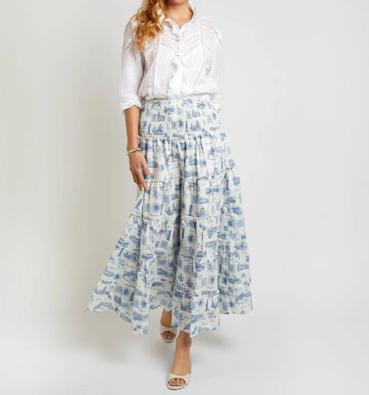 Soleil Skirt In Signature Blue Voyage Print