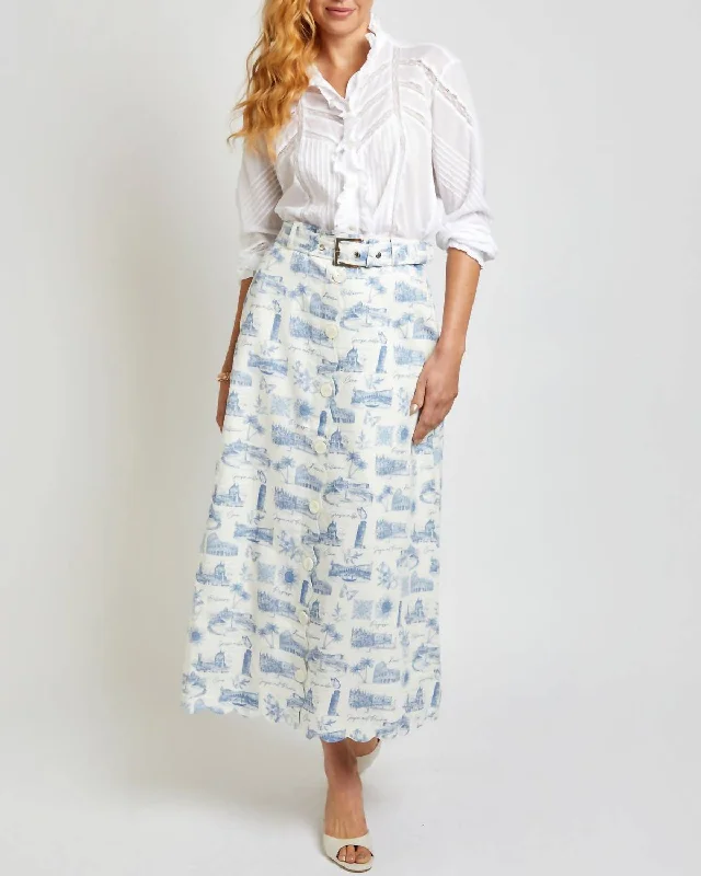 The Clara Skirt In Signature Blue/voyage Print