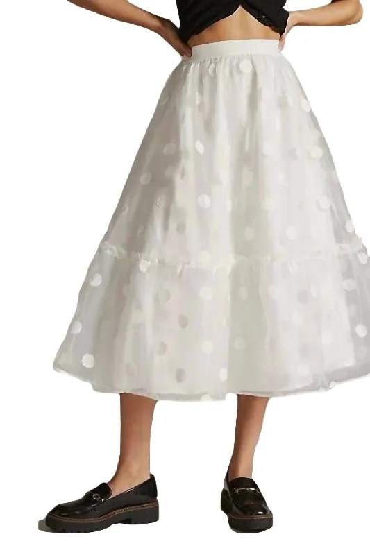 Tulle Midi Skirt In Snowflake Dot