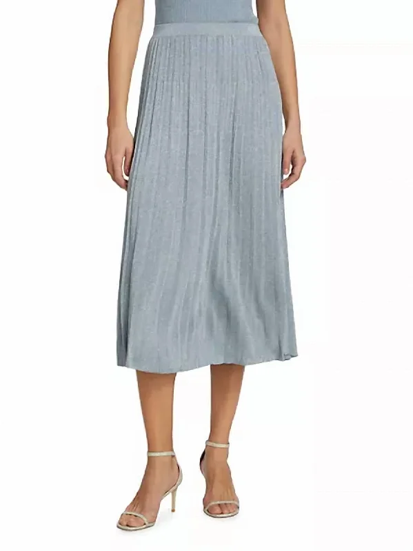 Waverly Rib Midi Skirt In Blue Lurex