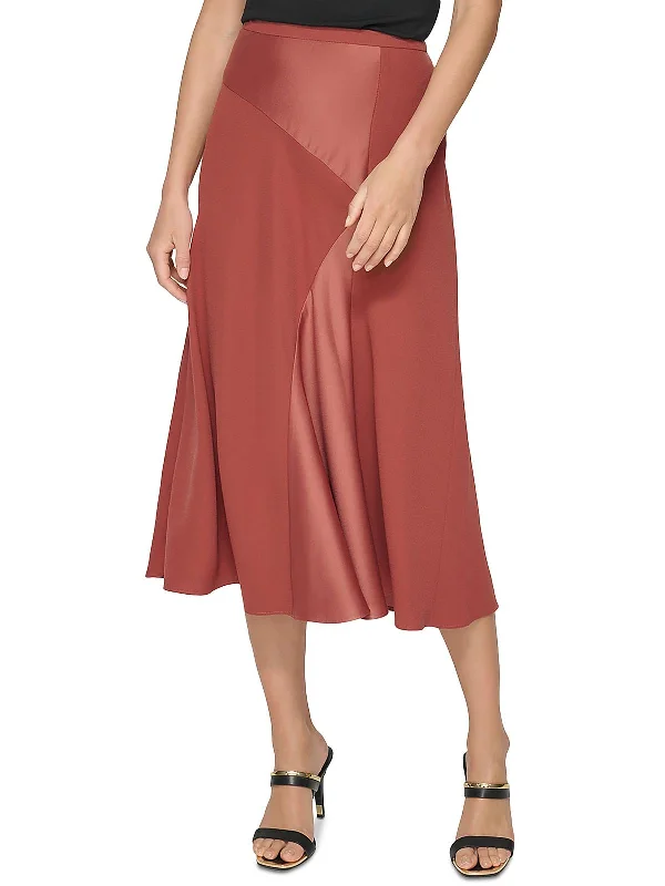 Womens Satin Trim Asymmetric Maxi Skirt