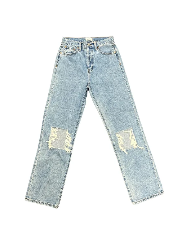 Cassie Super High Rise Straight Jeans In Blossom Distressed