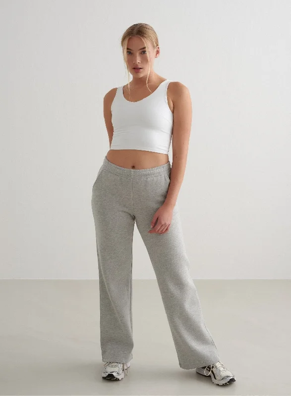 Grey Melange Wide Sweatpants