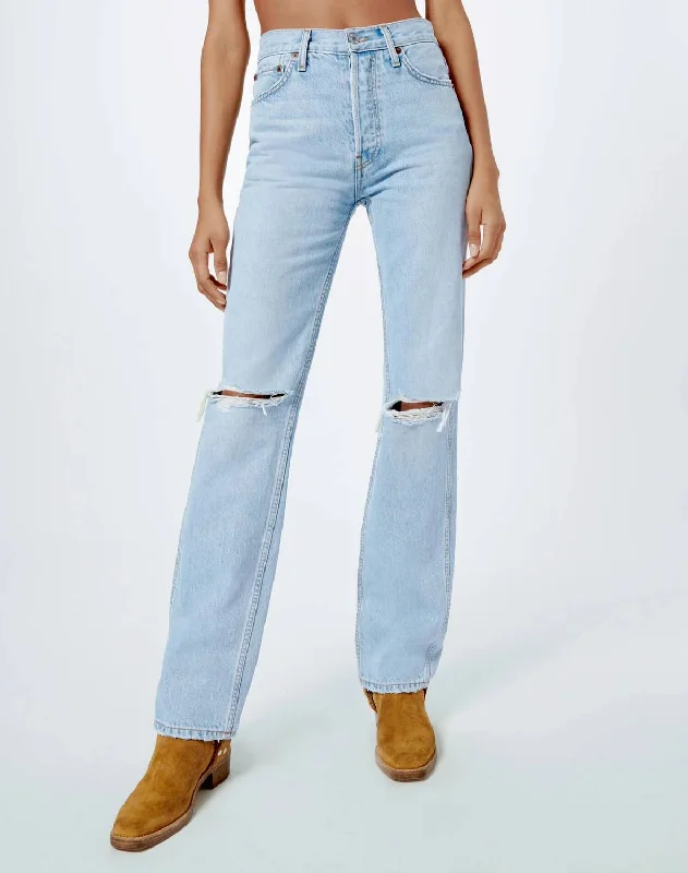 High Rise Loose Jeans In Bleach Destroy