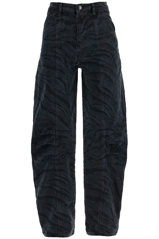 Rotate Women's Animal Print Barrel Jeans