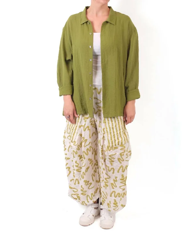 Squiggle Stripe Harem Pants In Kiwi