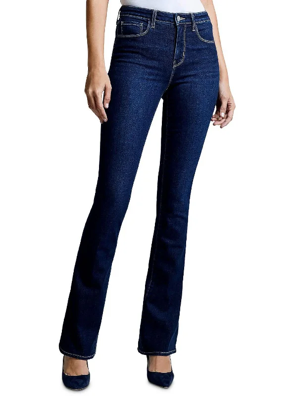 Womens High Rise Pocket Wide Leg Jeans