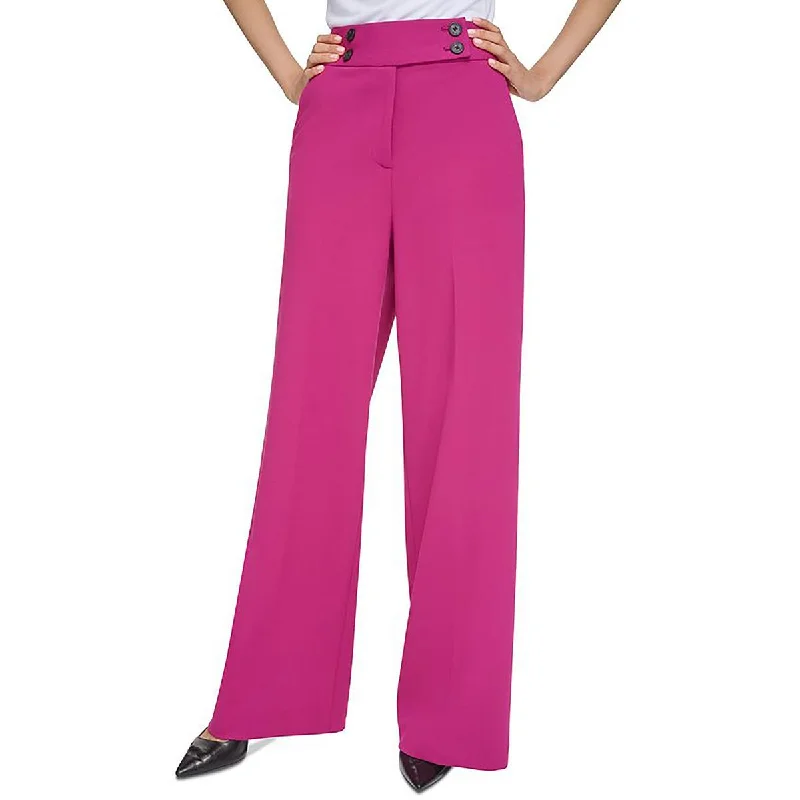 Womens High Rise Textured Wide Leg Pants